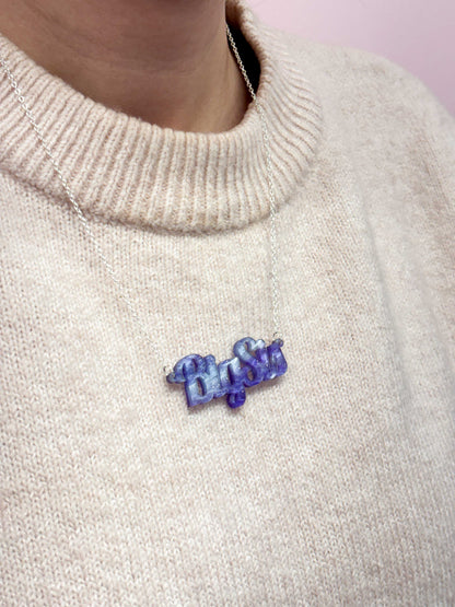 Personalised Acrylic Name/Number Necklace – Hypoallergenic Stainless Steel