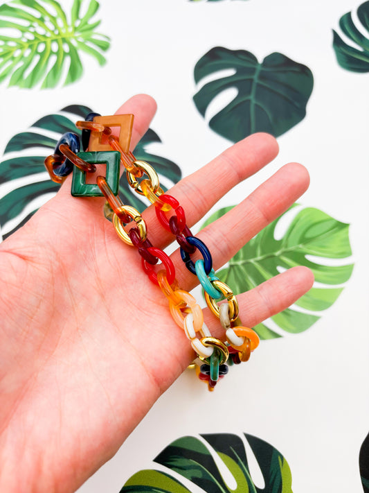 Bright Rainbow Geometric Glasses Chain