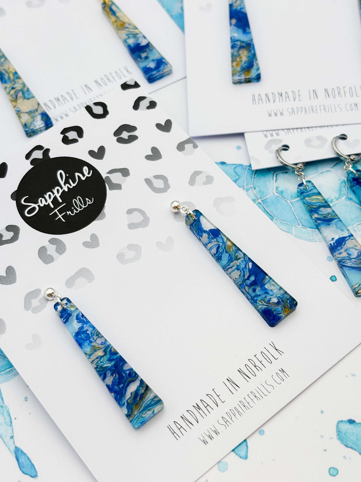 Large Ocean Ink Trapeze Dangle Earrings