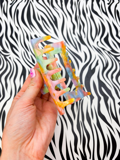 Large Pastel Rainbow Marble Claw Clip