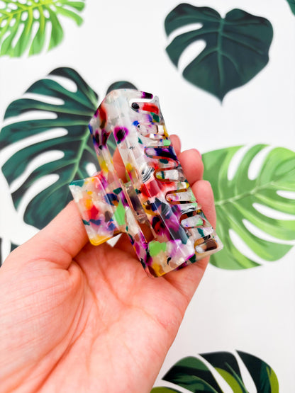 Medium Bright Rainbow Marble Claw Clip