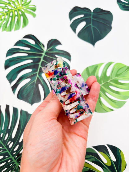 Medium Bright Rainbow Marble Claw Clip