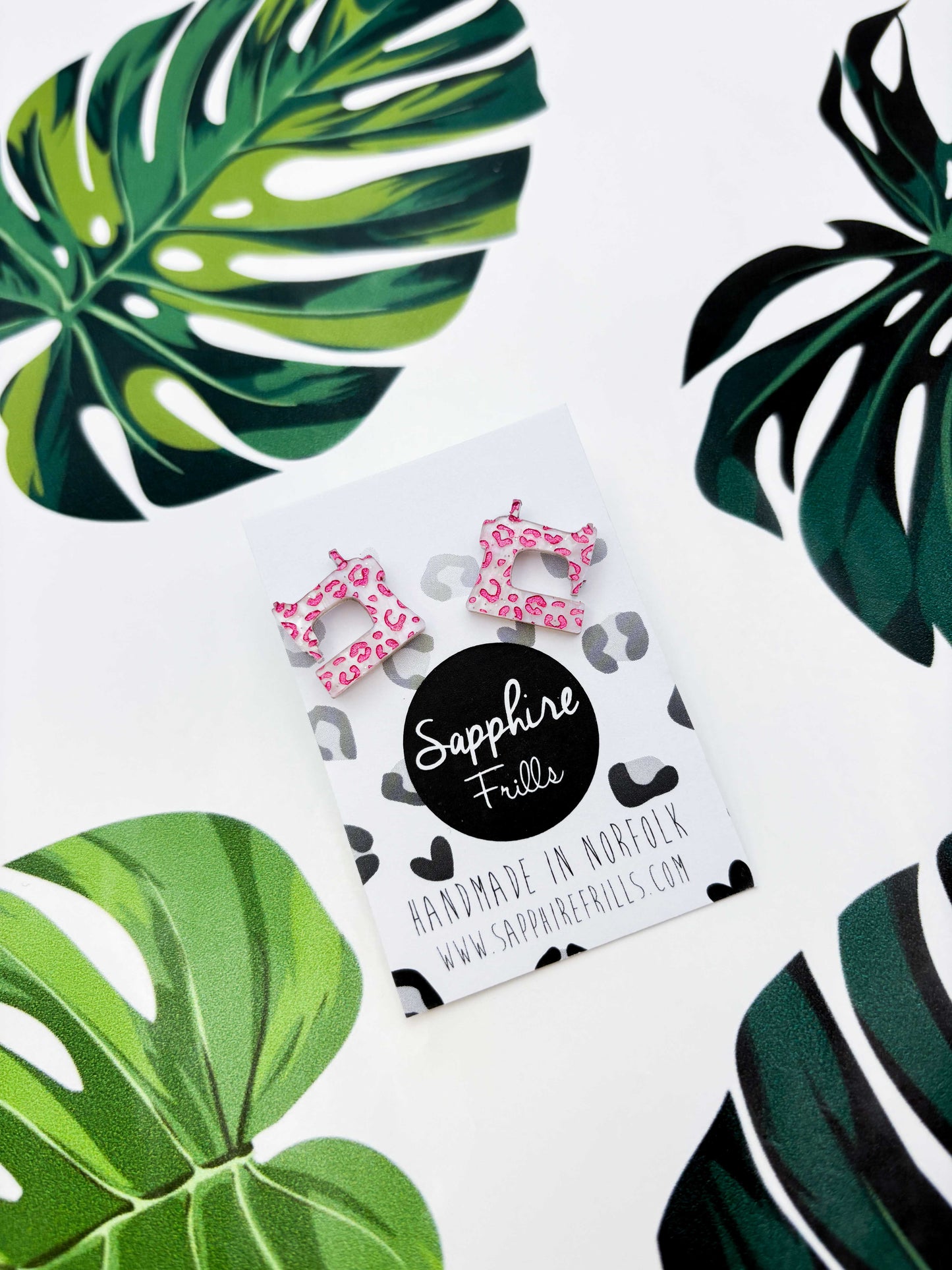Small White Glitter Marble Leopard Print Sewing Machine Studs