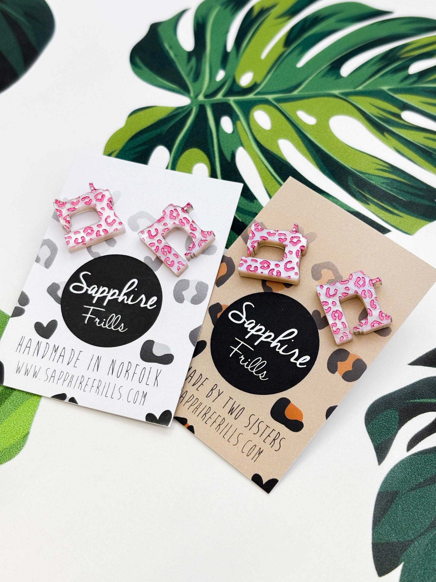 Small White Glitter Marble Leopard Print Sewing Machine Studs