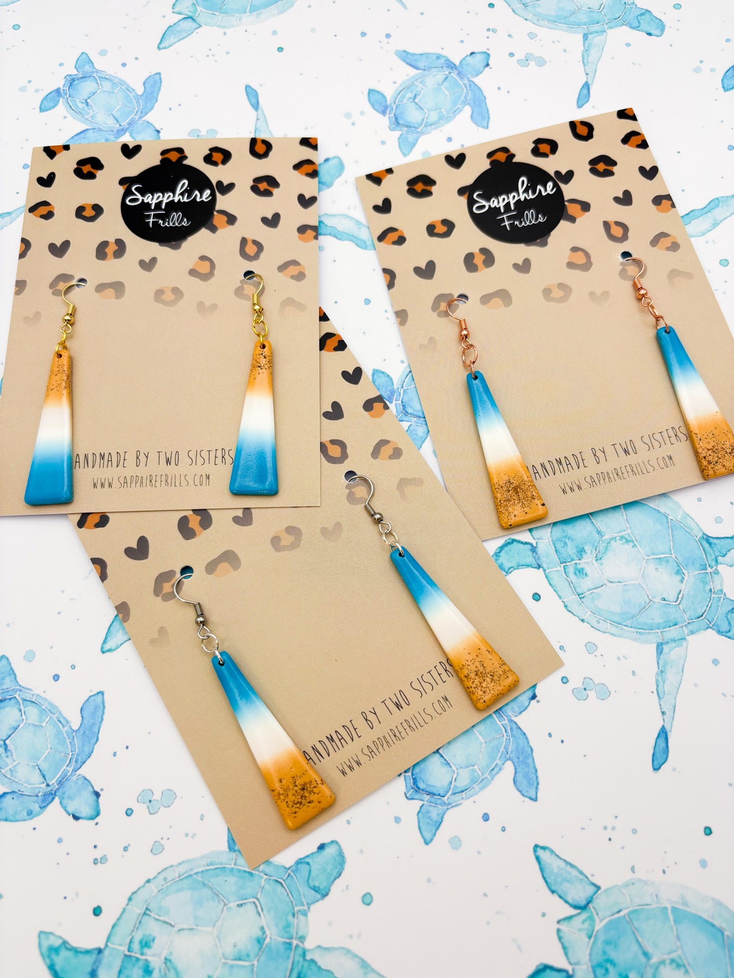Sand and Sea Ombre Trapeze Dangle Earrings