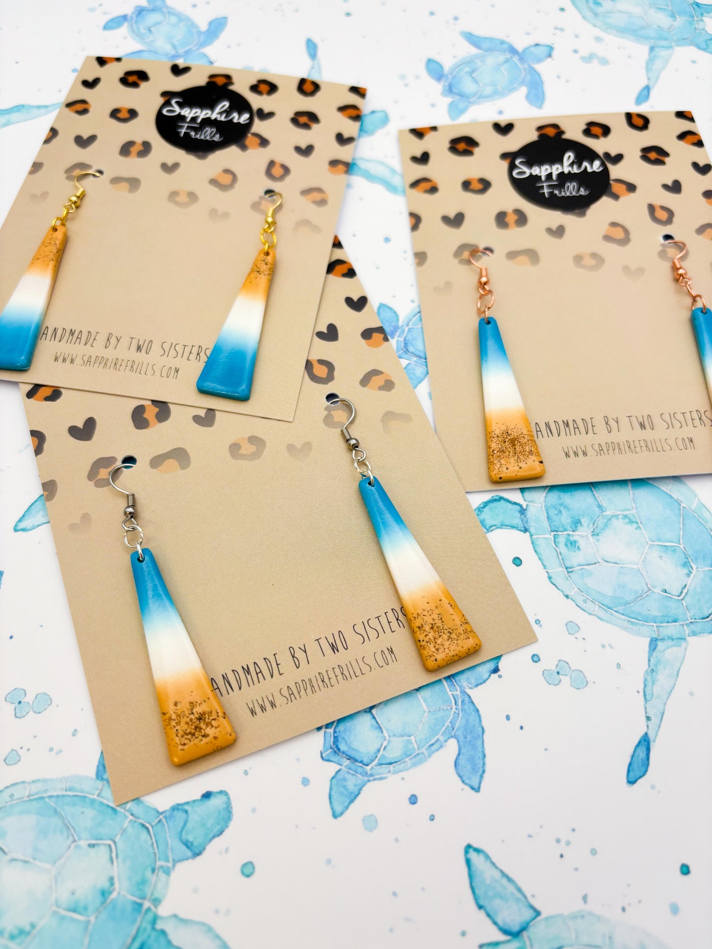 Sand and Sea Ombre Trapeze Dangle Earrings