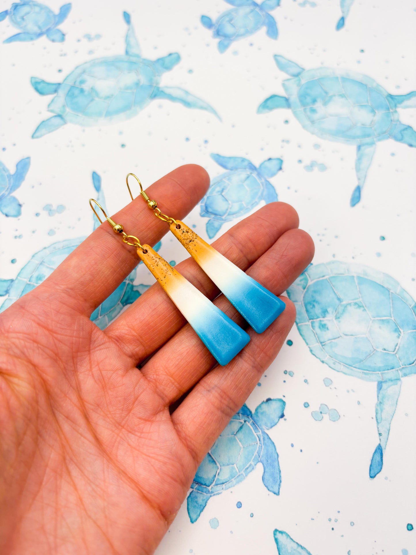 Sand and Sea Ombre Trapeze Dangle Earrings