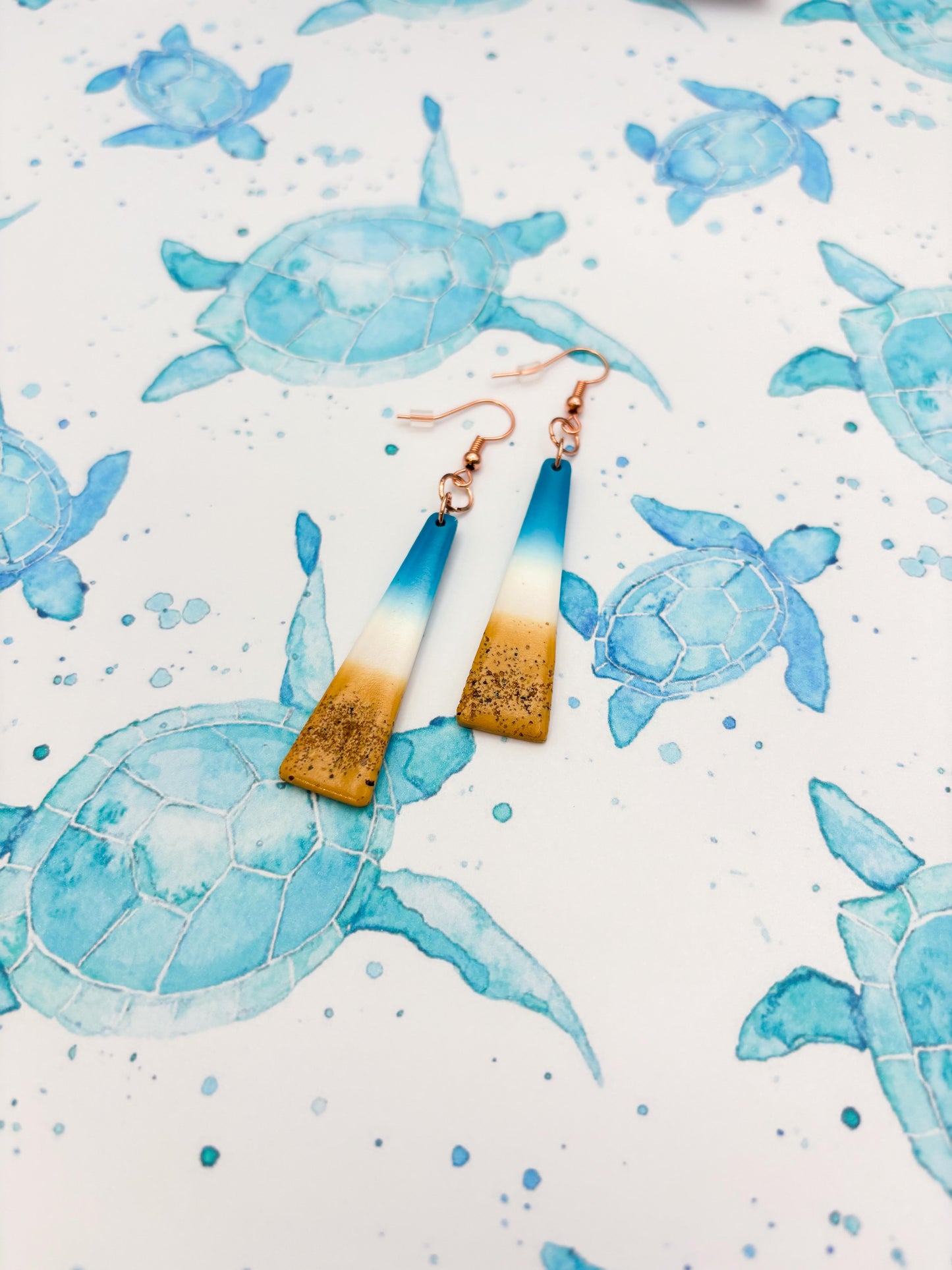 Sand and Sea Ombre Trapeze Dangle Earrings