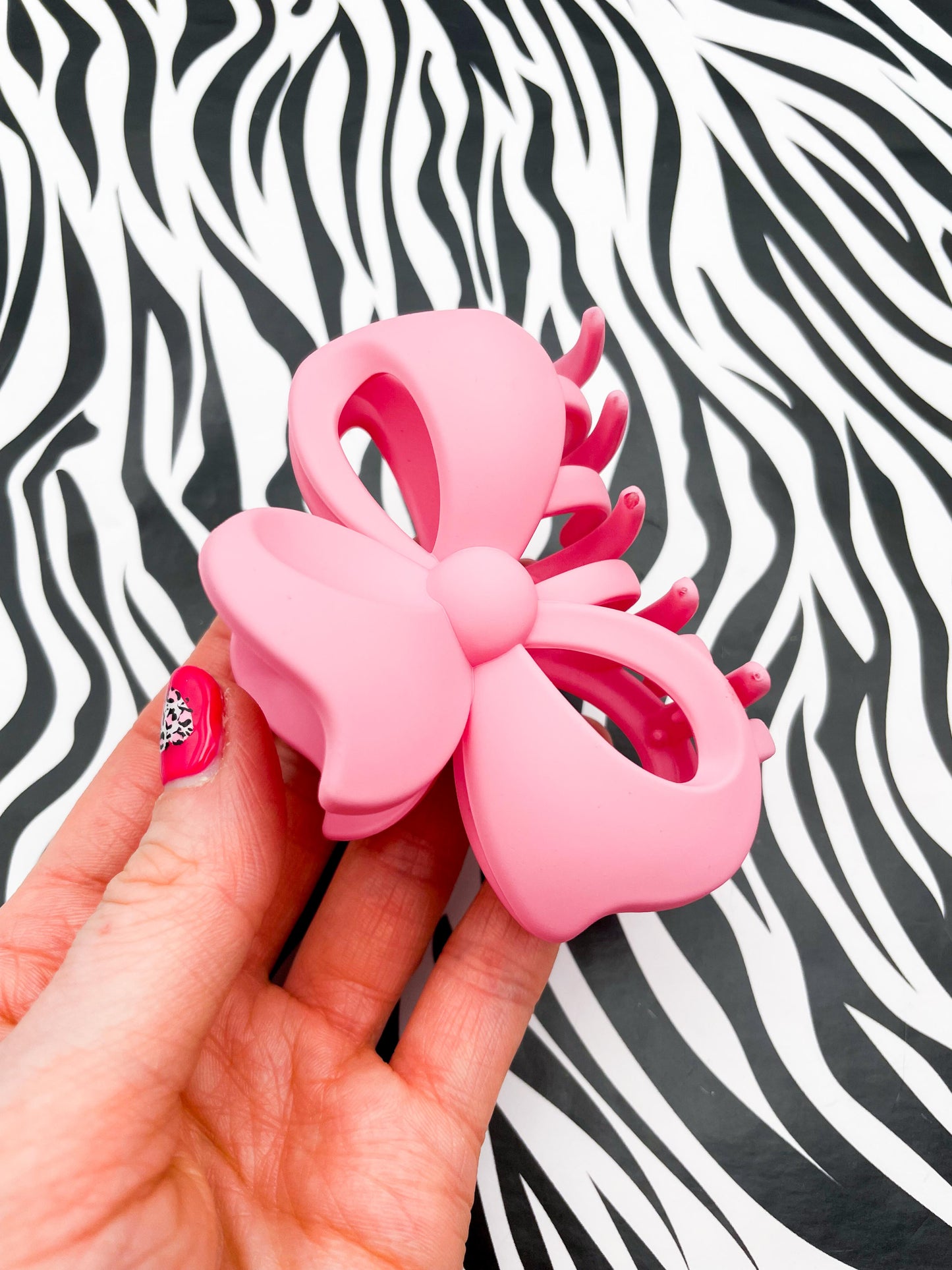Medium Candy Pink Bow Claw Clip