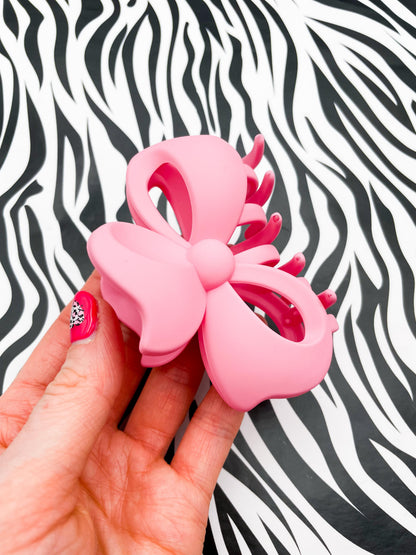 Medium Candy Pink Bow Claw Clip