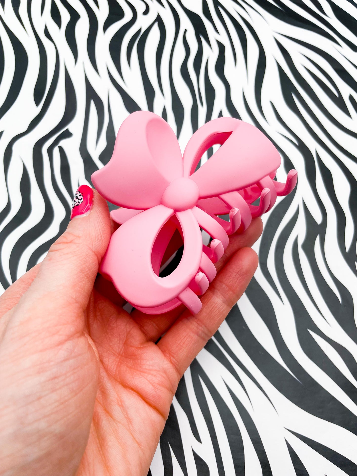 Medium Candy Pink Bow Claw Clip