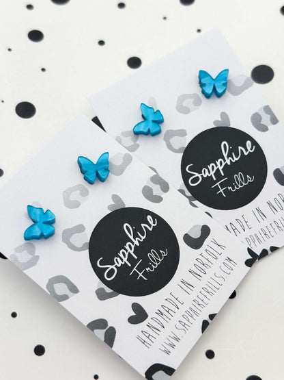 Mini Turquoise Marble Butterfly Studs – Hypoallergenic Stainless Steel