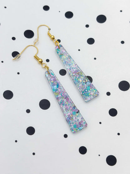 Large Spring Sequin Trapeze Dangle Earrings or Necklace – Hypoallergenic Stainless Steel