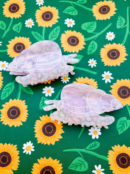 Large Lilac Snail Claw Clip