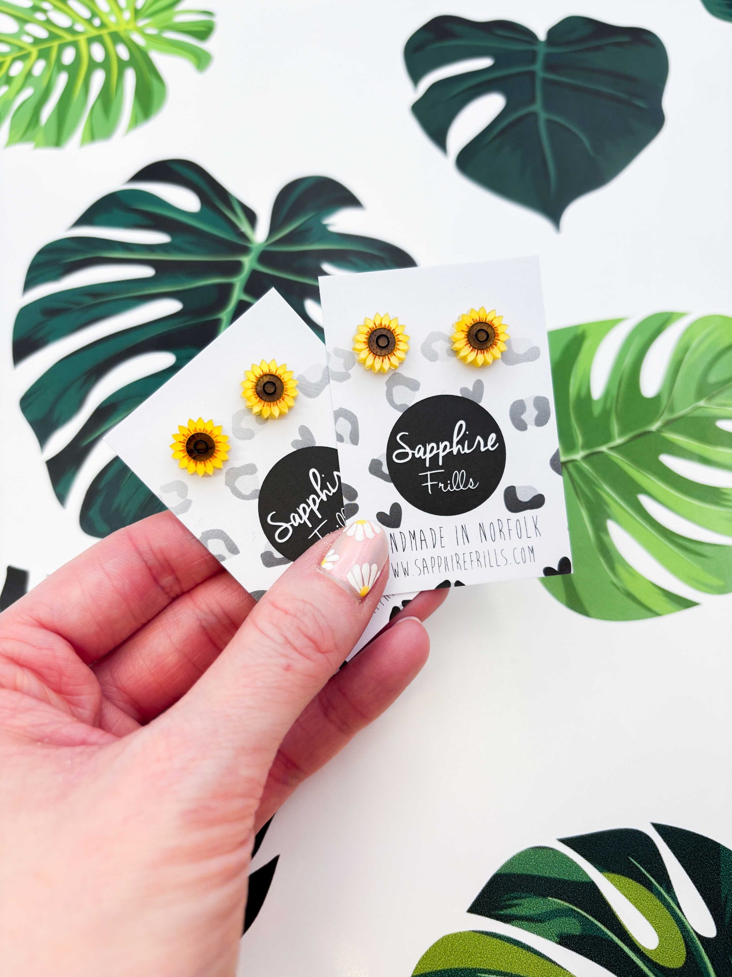 Mini Yellow Sunflower Acrylic Stud Earrings