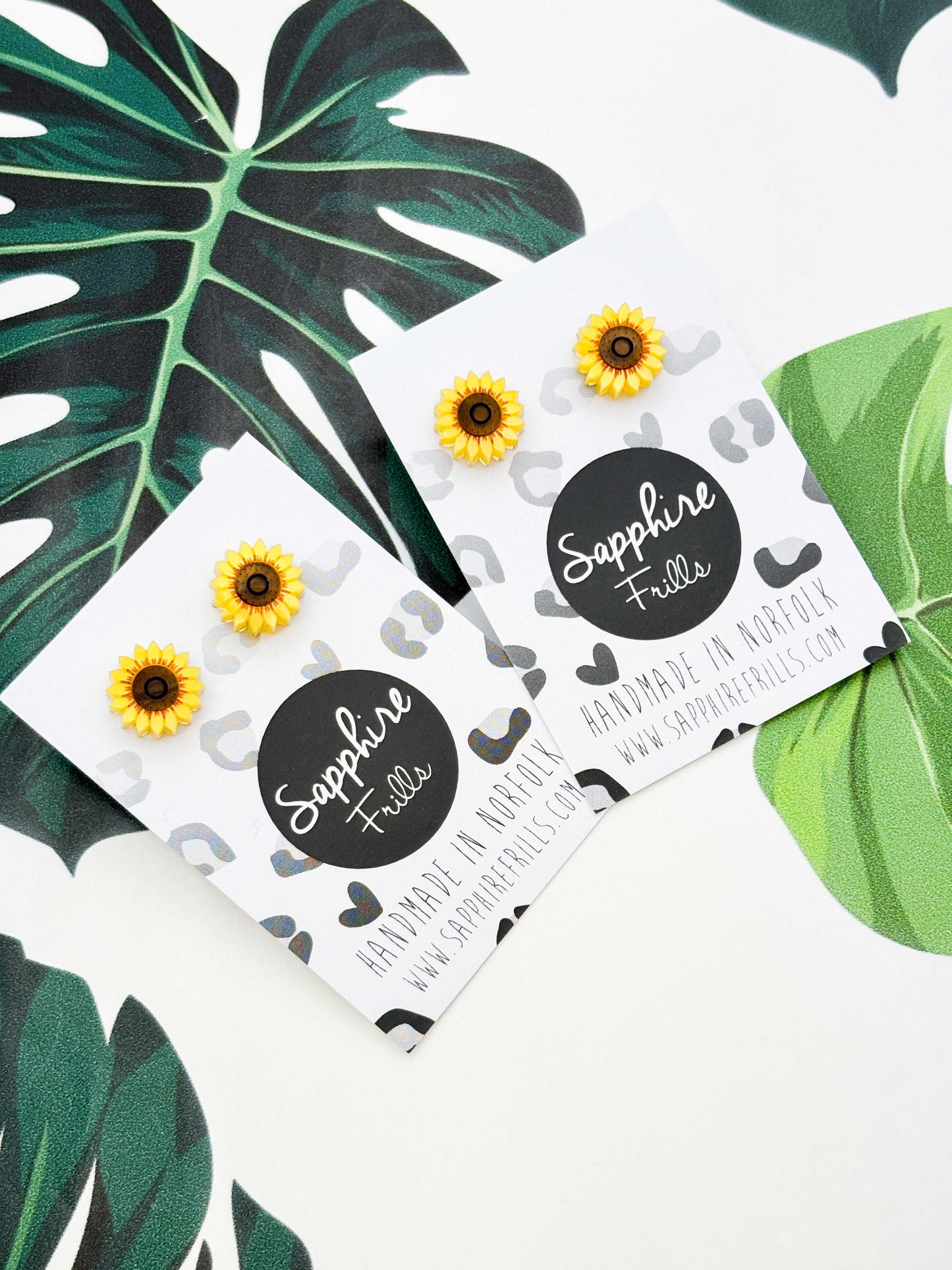 Mini Yellow Sunflower Acrylic Stud Earrings