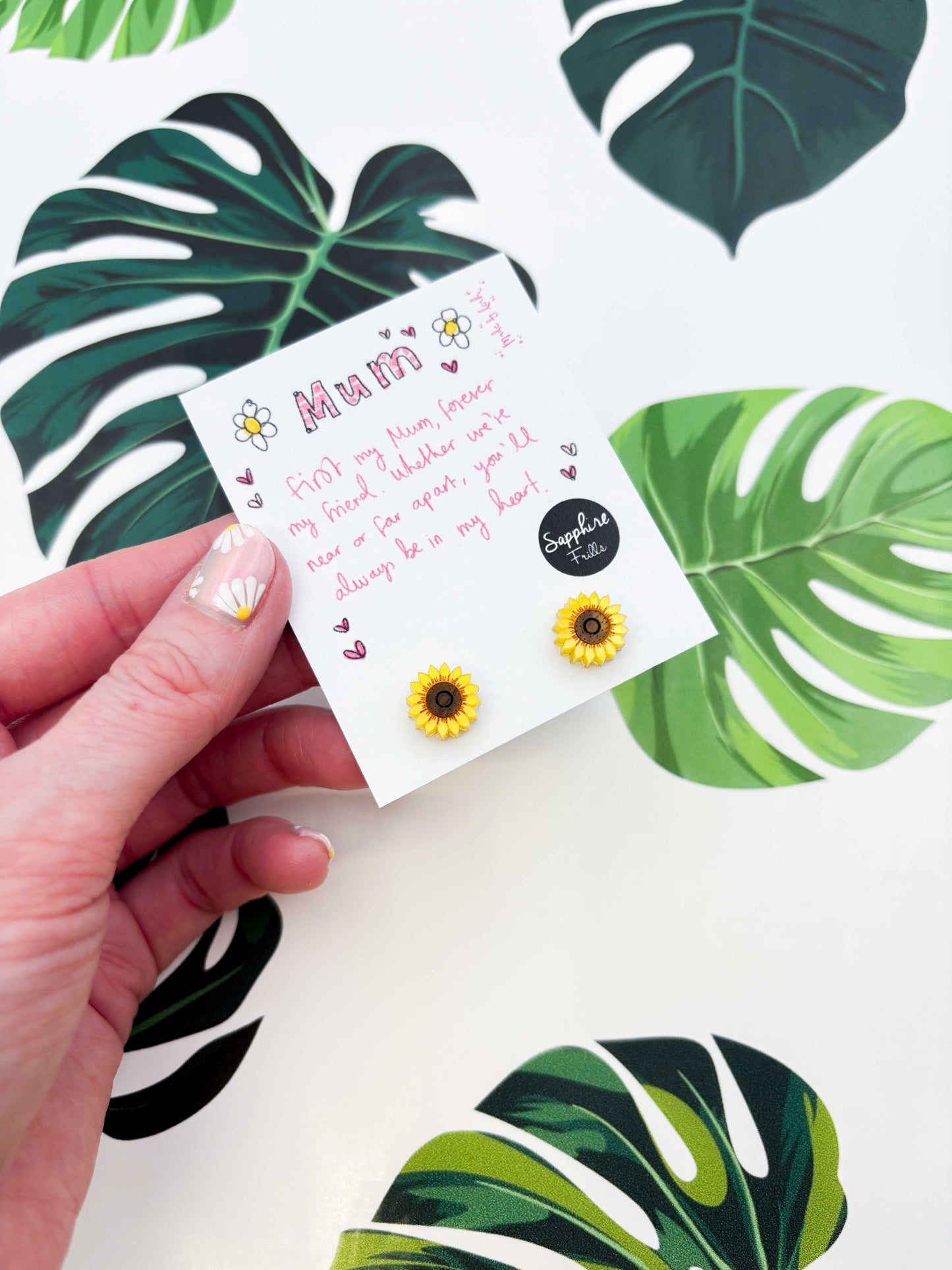 Mini Yellow Sunflower Acrylic Stud Earrings