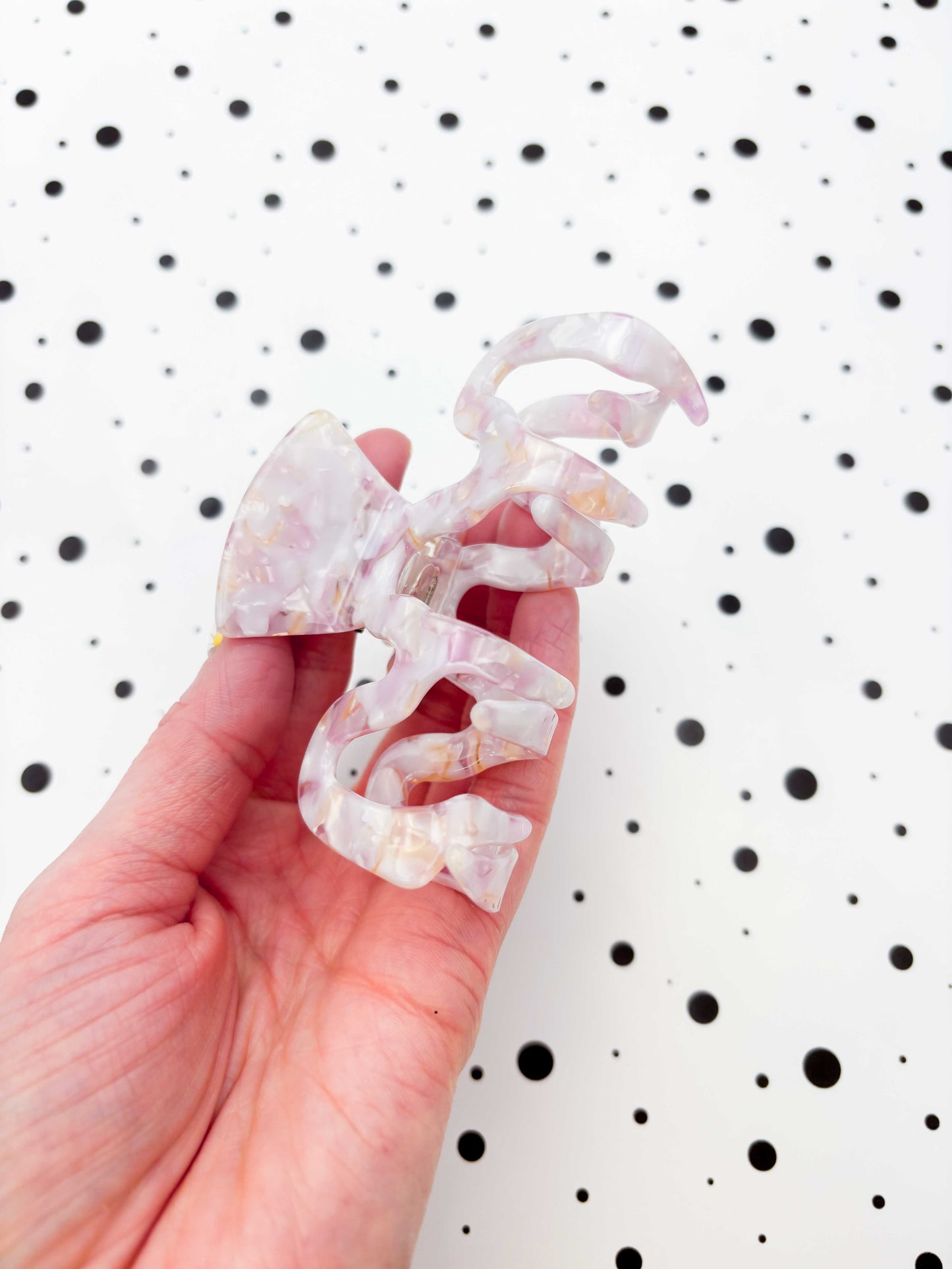 Medium Pink Terrazzo Squiggle Claw Clip