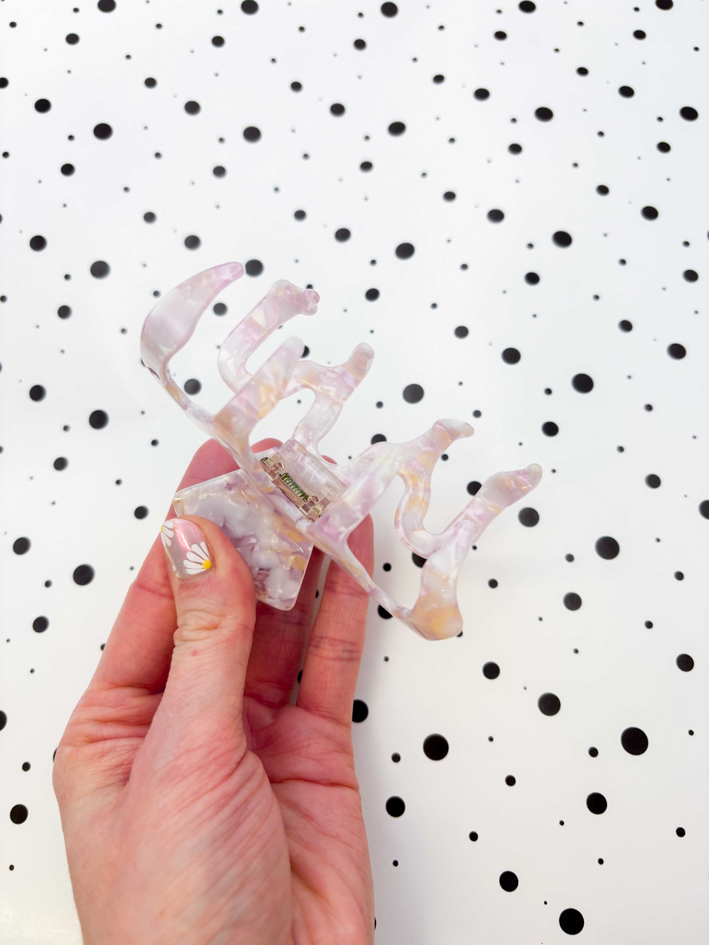 Medium Pink Terrazzo Squiggle Claw Clip