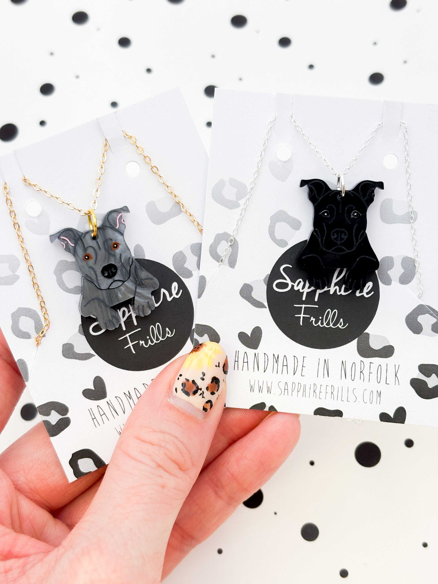 Large Staffordshire Bull Terrier Dangle Earrings or Necklace – Hypoallergenic Stainless Steel