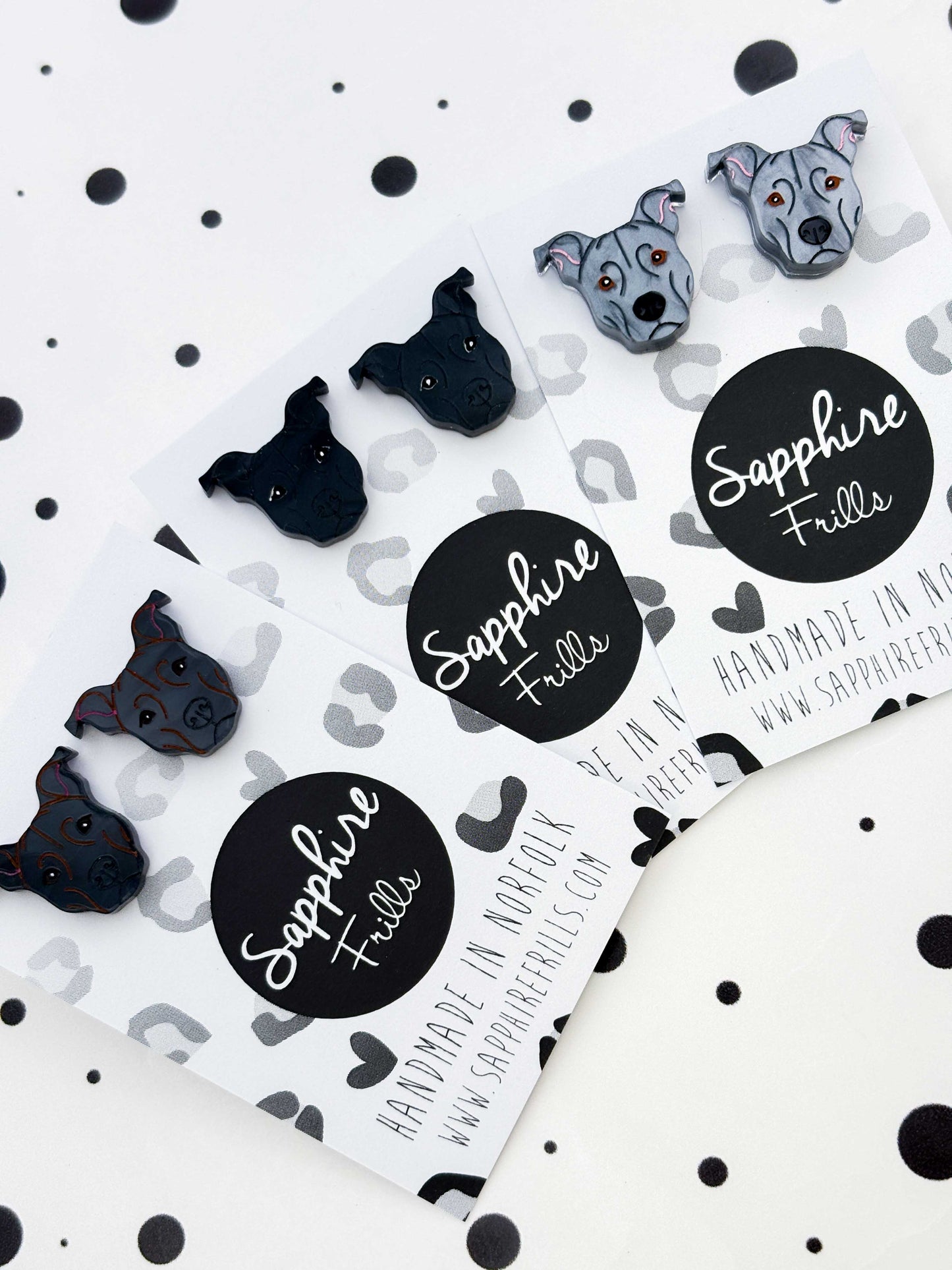 Small Staffordshire Bull Terrier Stud Earrings – Hypoallergenic Stainless Steel