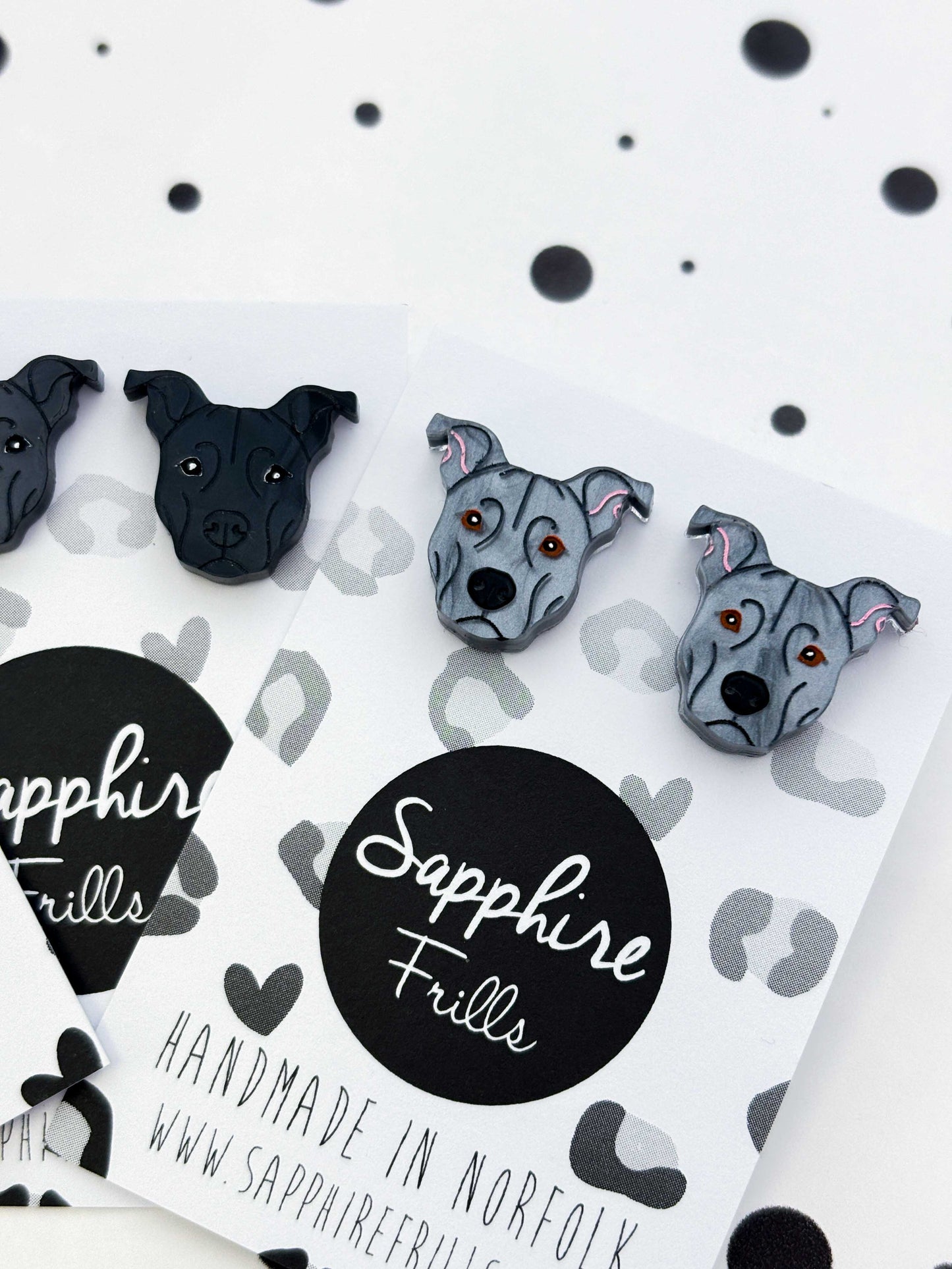 Small Staffordshire Bull Terrier Stud Earrings – Hypoallergenic Stainless Steel