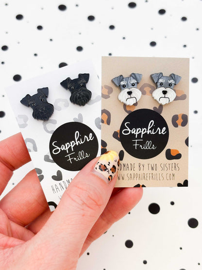 Small Schnauzer Face Stud Earrings – Hypoallergenic Stainless Steel