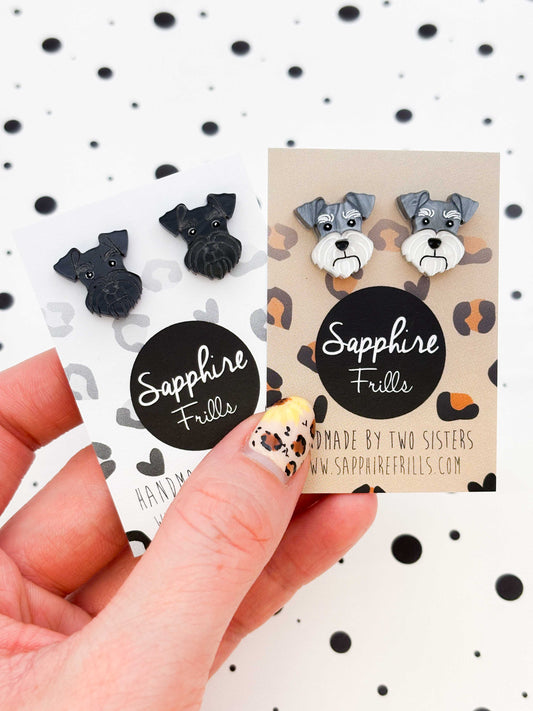 Small Schnauzer Face Stud Earrings – Hypoallergenic Stainless Steel
