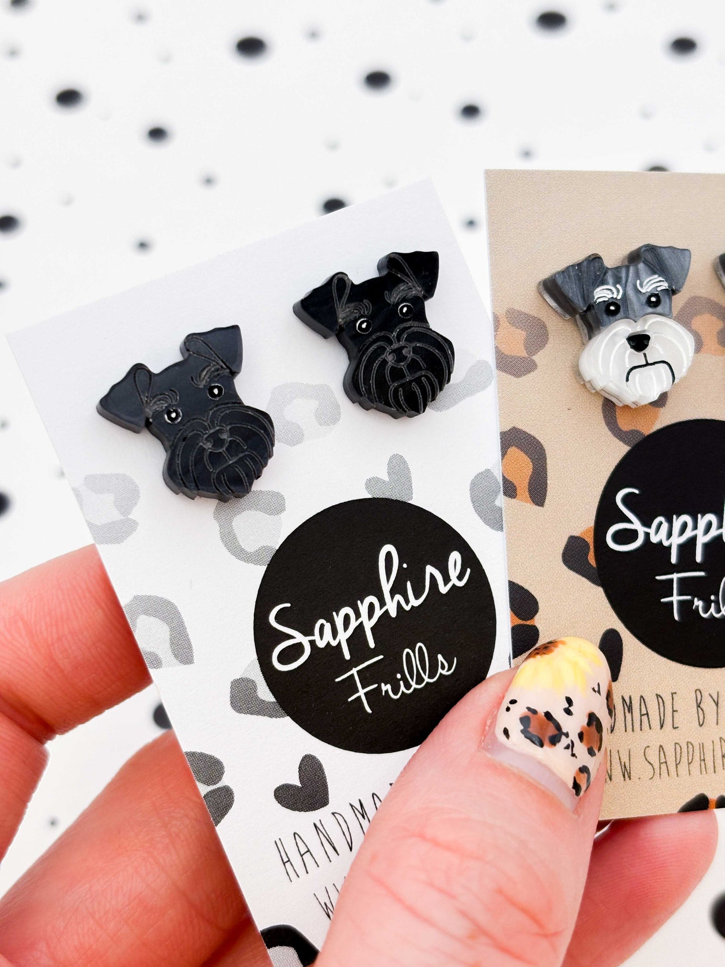Small Schnauzer Face Stud Earrings – Hypoallergenic Stainless Steel