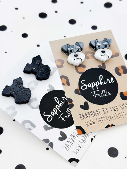 Small Schnauzer Face Stud Earrings – Hypoallergenic Stainless Steel