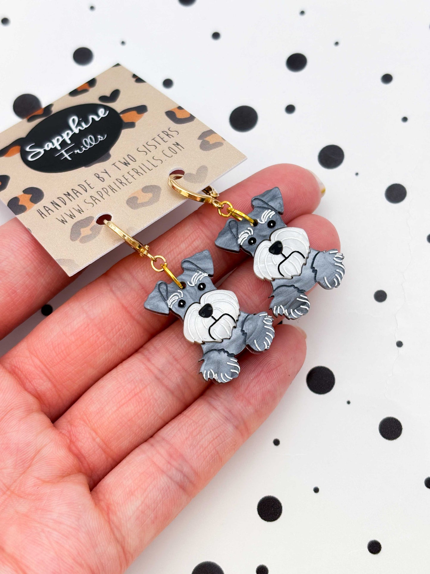 Large Schnauzer Dangle Earrings or Necklace – Hypoallergenic Stainless Steel