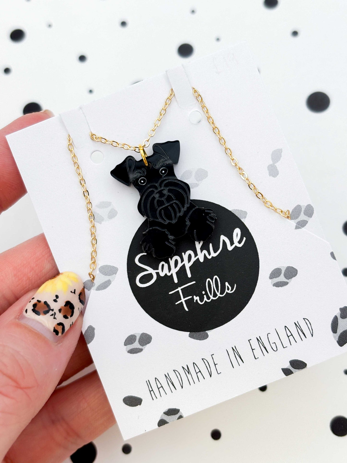 Large Schnauzer Dangle Earrings or Necklace – Hypoallergenic Stainless Steel
