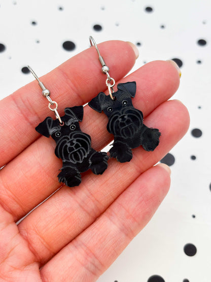 Large Schnauzer Dangle Earrings or Necklace – Hypoallergenic Stainless Steel