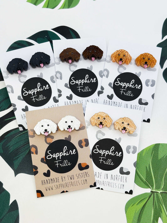 Small Cockapoo Face Dangle Earrings – Hypoallergenic Stainless Steel