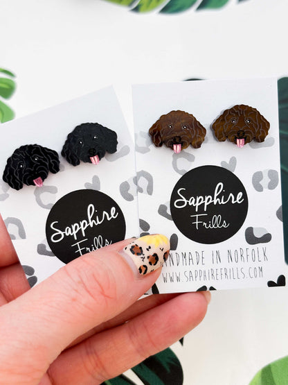 Small Cockapoo Face Dangle Earrings – Hypoallergenic Stainless Steel