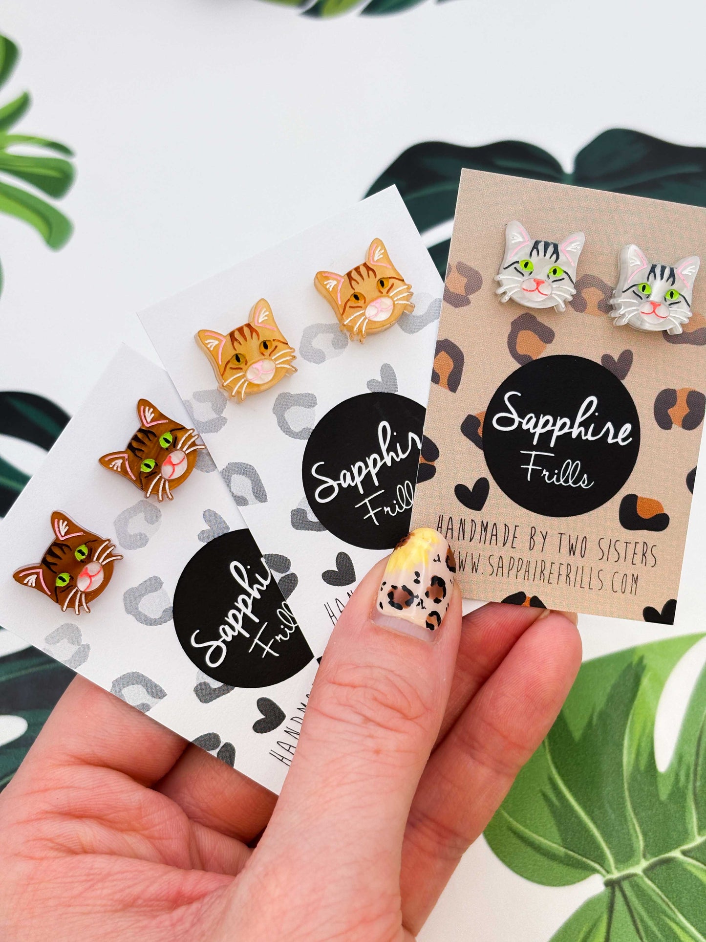 Small Tabby Cat Stud Earrings – Hypoallergenic Stainless Steel