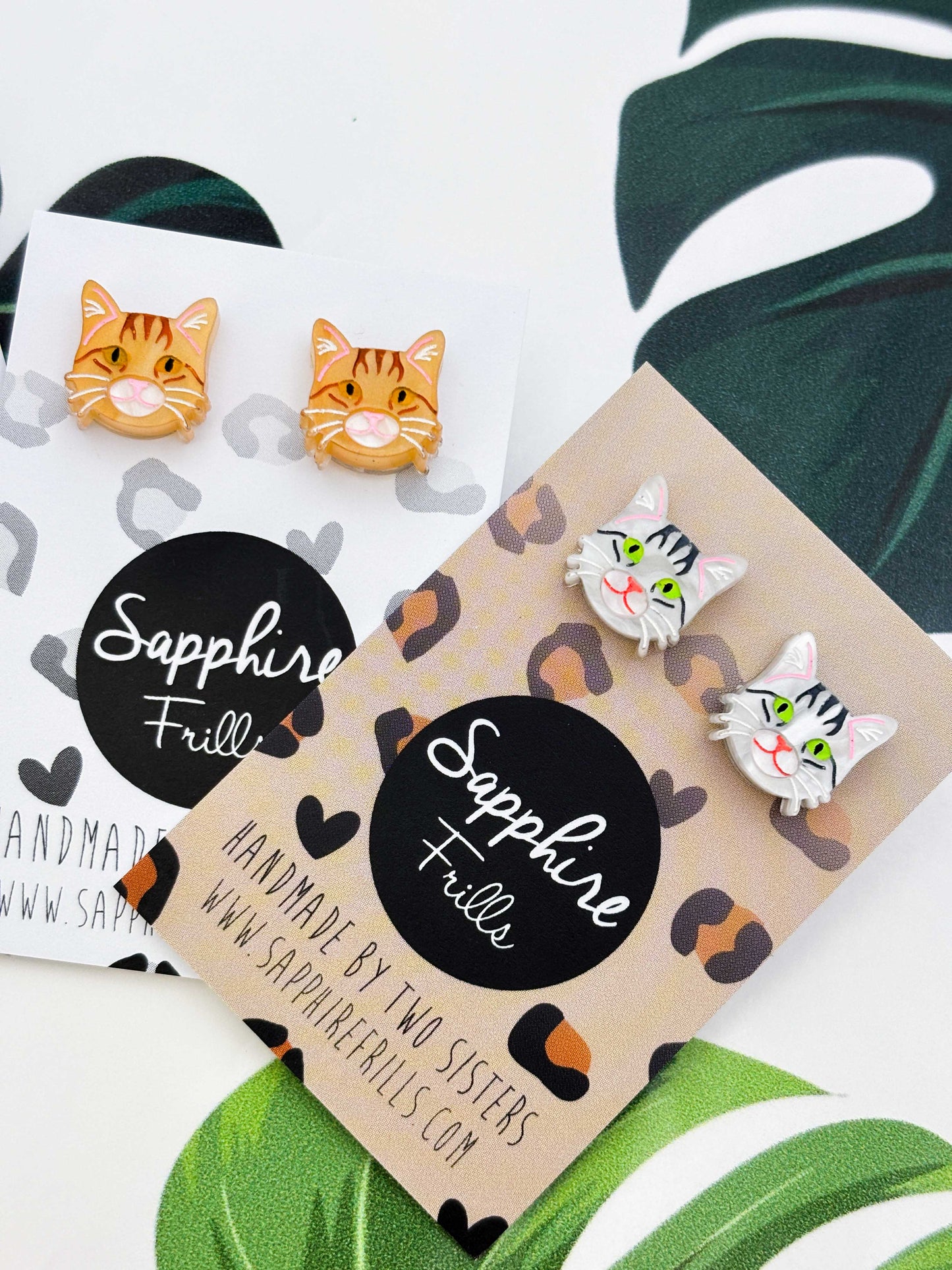 Small Tabby Cat Stud Earrings – Hypoallergenic Stainless Steel