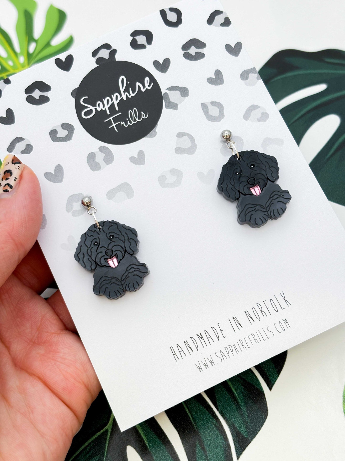 Large Cockapoo Dangle Earrings or Necklace – Hypoallergenic Stainless Steel