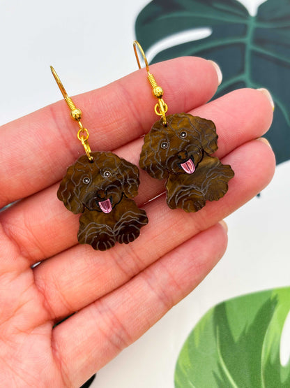 Large Cockapoo Dangle Earrings or Necklace – Hypoallergenic Stainless Steel