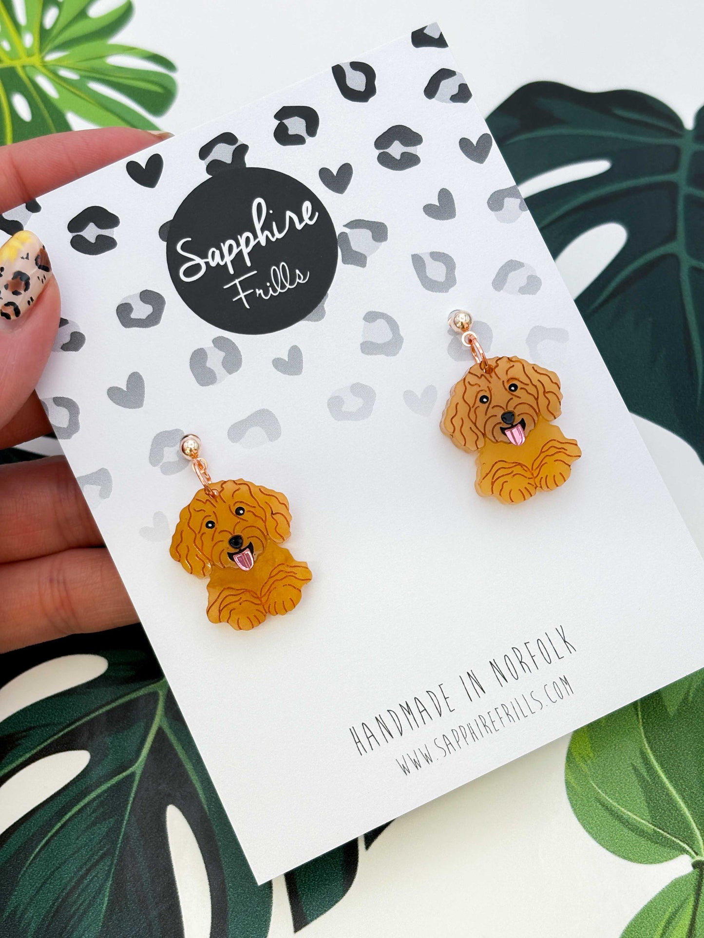 Large Cockapoo Dangle Earrings or Necklace – Hypoallergenic Stainless Steel