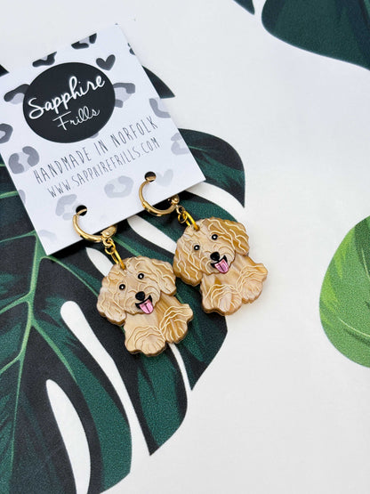 Large Cockapoo Dangle Earrings or Necklace – Hypoallergenic Stainless Steel