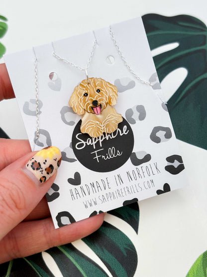 Large Cockapoo Dangle Earrings or Necklace – Hypoallergenic Stainless Steel