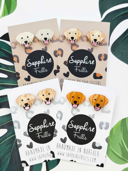 Small Golden Retriever Face Stud Earrings – Hypoallergenic Stainless Steel