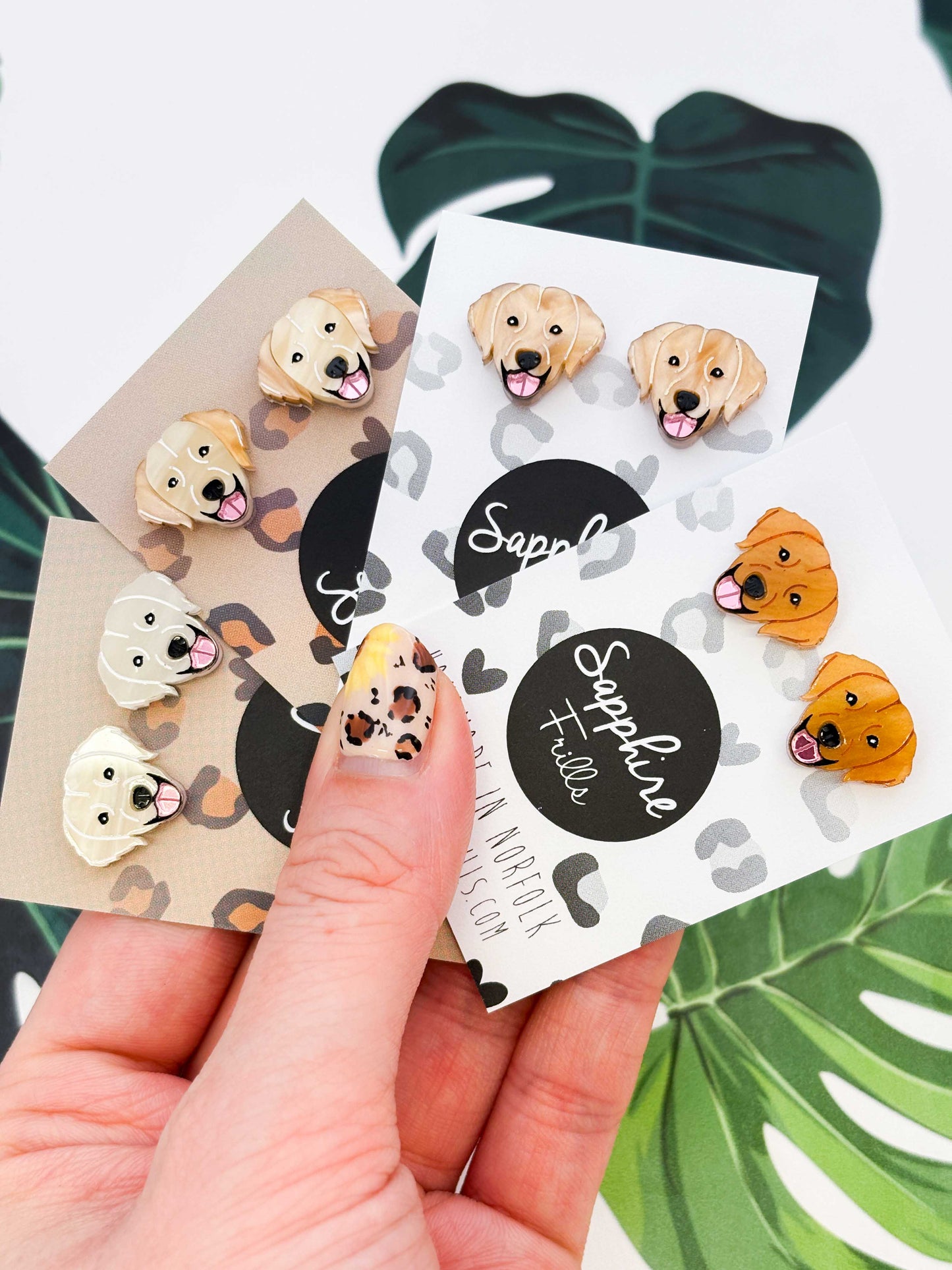 Small Golden Retriever Face Stud Earrings – Hypoallergenic Stainless Steel