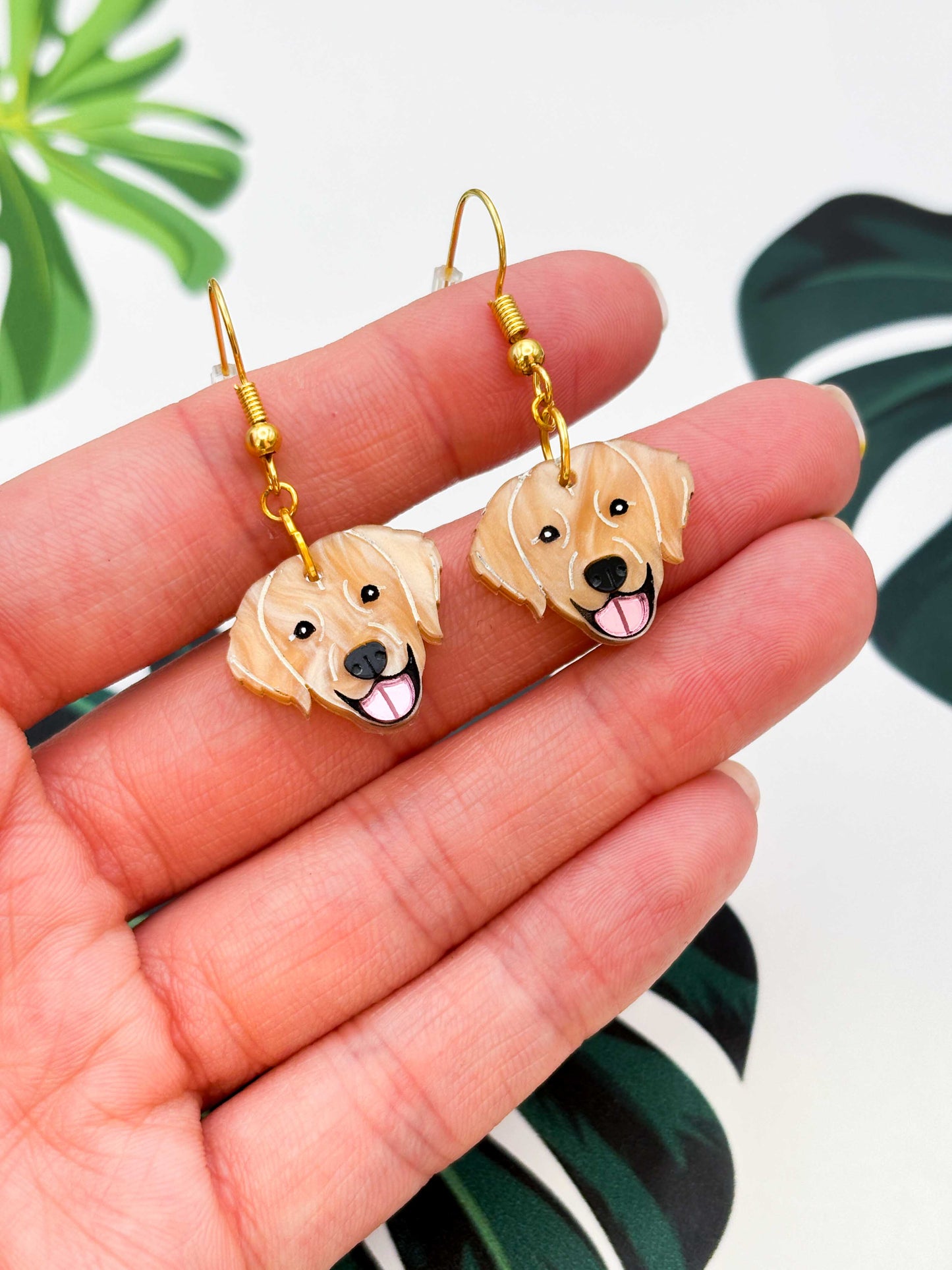 Medium Golden Retriever Dangle Earrings or Necklace – Hypoallergenic Stainless Steel