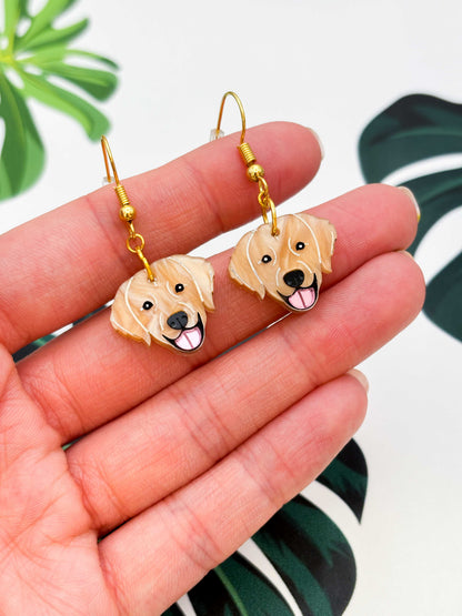 Medium Golden Retriever Dangle Earrings or Necklace – Hypoallergenic Stainless Steel