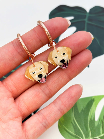 Medium Golden Retriever Dangle Earrings or Necklace – Hypoallergenic Stainless Steel