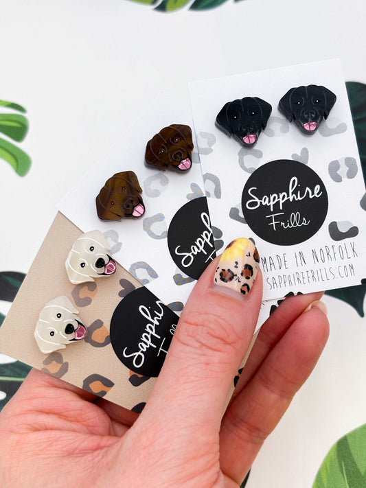 Small Labrador Face Stud Earrings – Hypoallergenic Stainless Steel