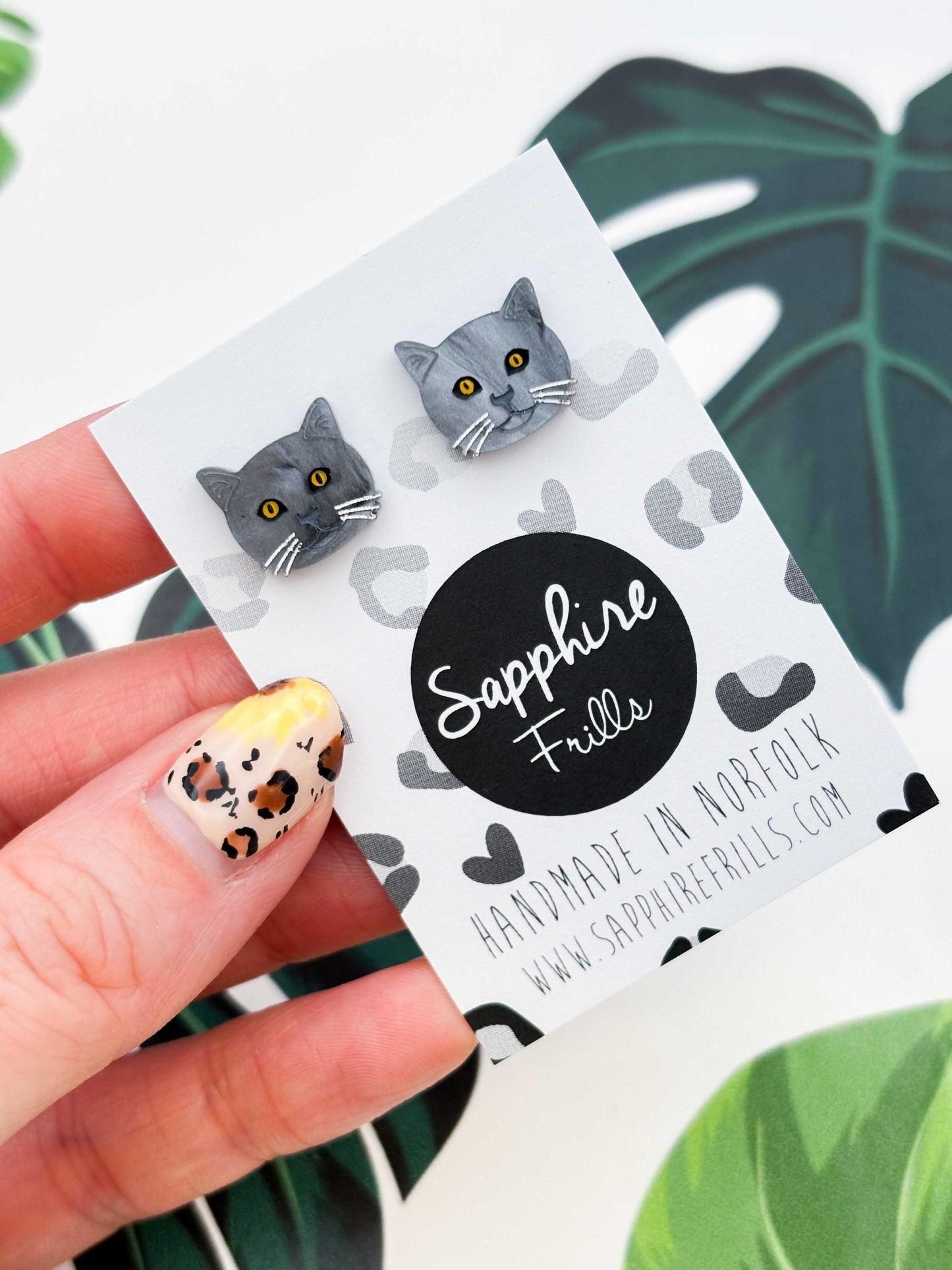 Small British Blue Shorthair Cat Stud Earrings – Hypoallergenic Stainless Steel