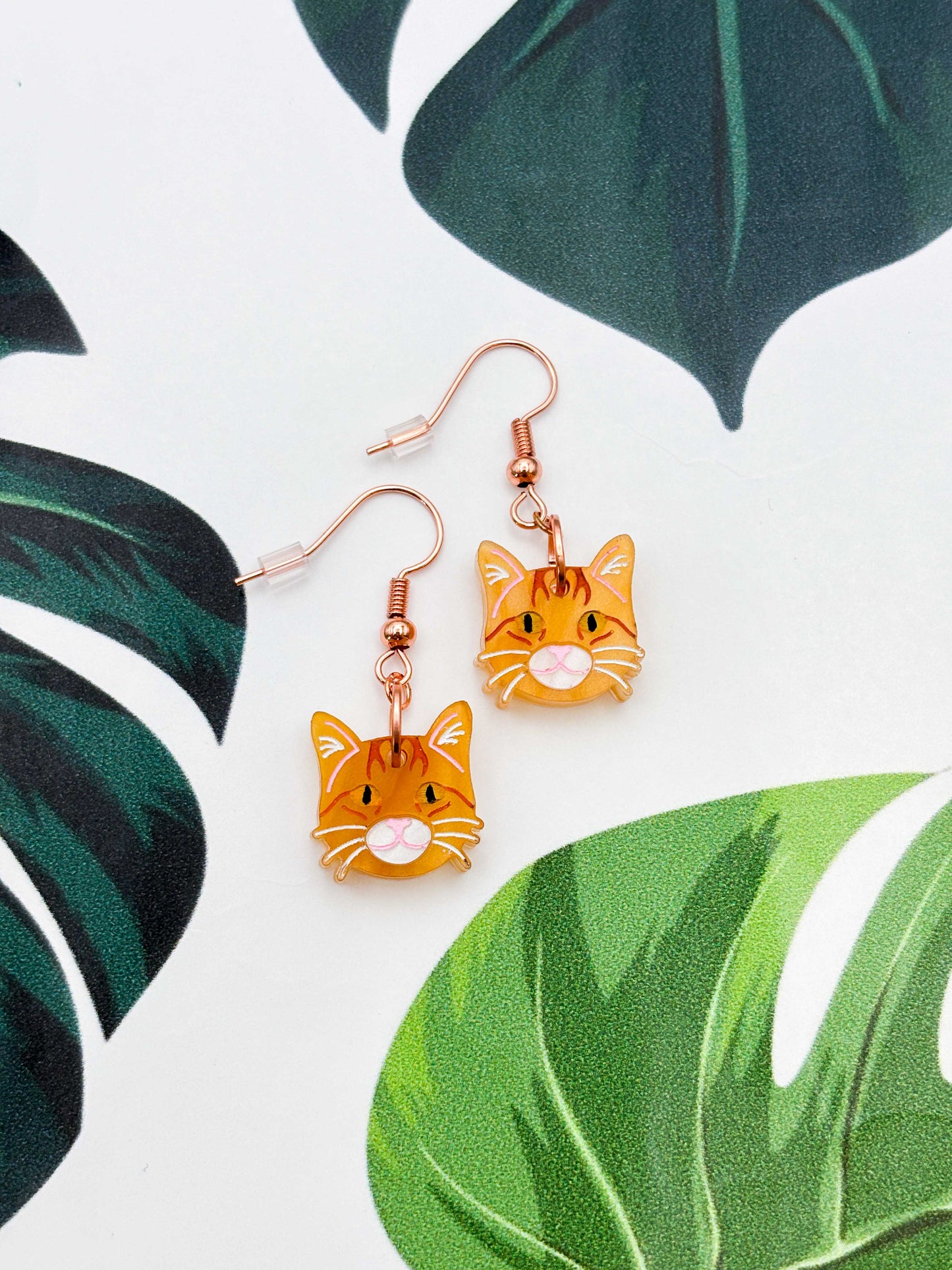 Small Tabby Cat Dangle Earrings or Necklace – Hypoallergenic Stainless Steel